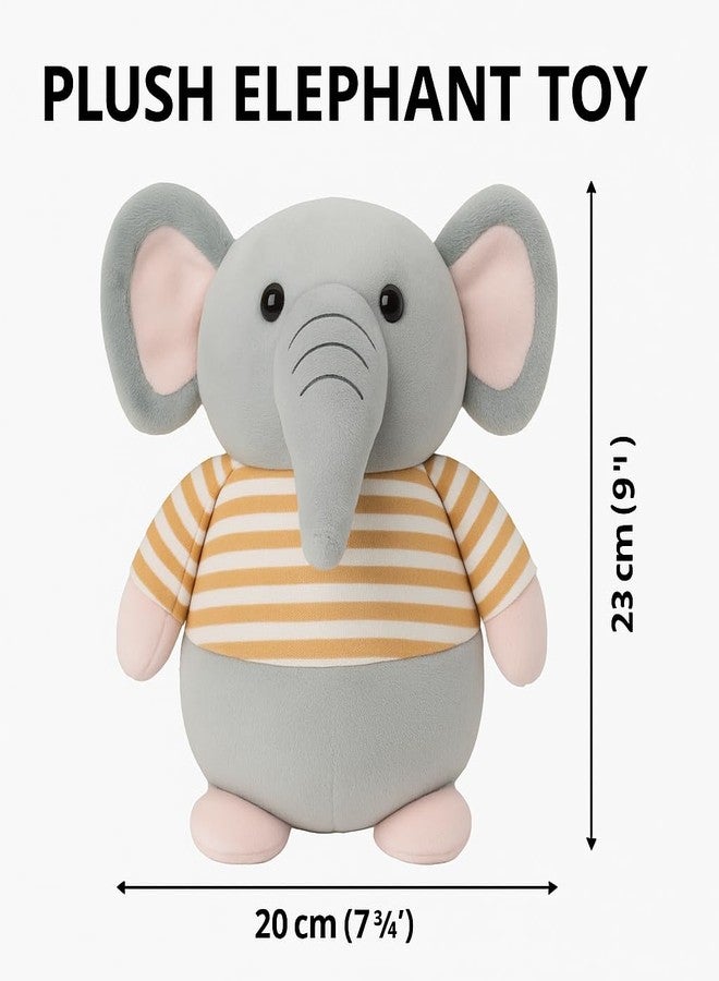 Fun4you Elephant Plush Toy, Grey with Yellow Striped Shirt, 30 cm, Soft Stuffed Animal for Kids - Image 5